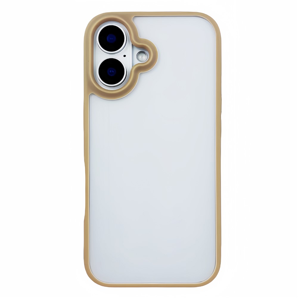 For iPhone 16 Plus Case Curved Frame PC + TPU Phone Cover Anti Drop Protection - Desert Gold