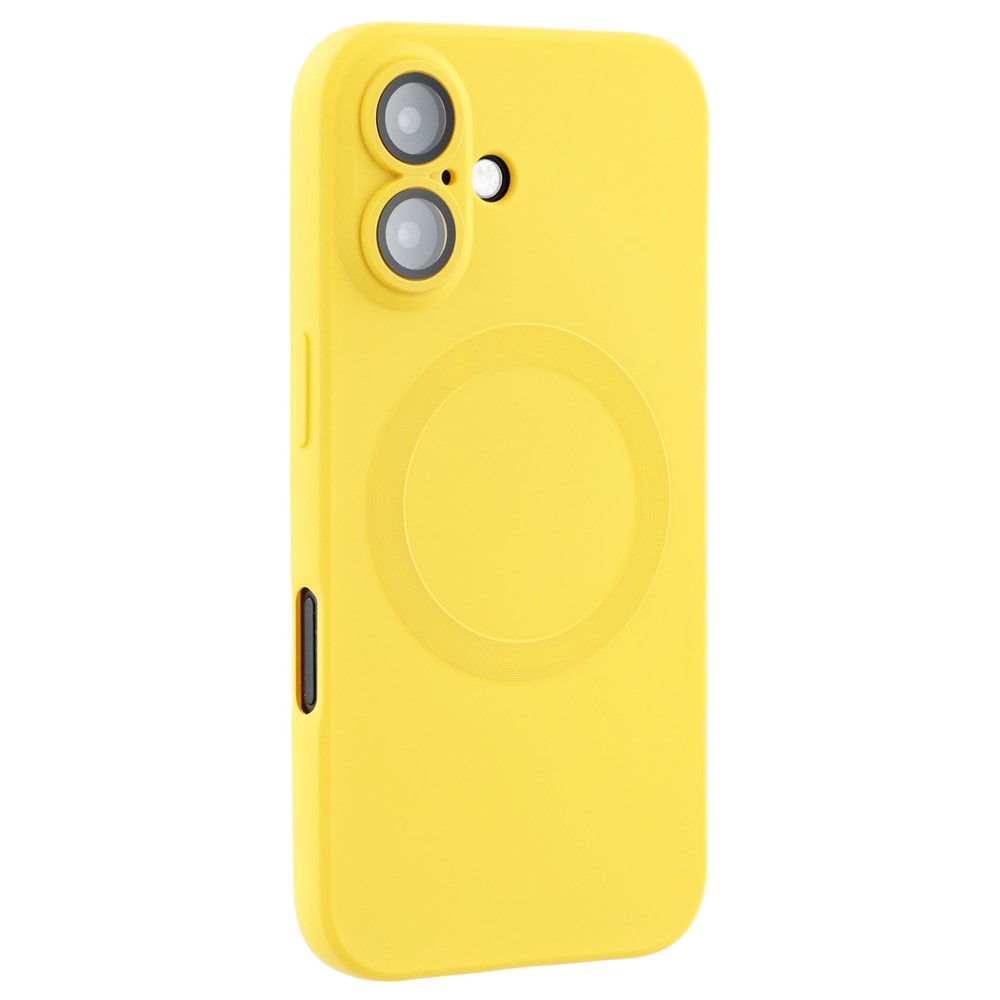 For iPhone 16 Plus Case Compatible with MagSafe Liquid Silicone Phone Cover with Tempered Glass Lens Protector - Yellow