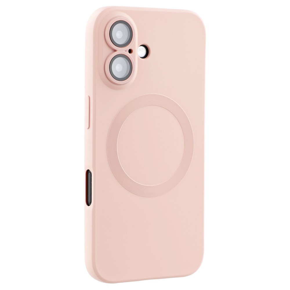For iPhone 16 Plus Case Compatible with MagSafe Liquid Silicone Phone Cover with Tempered Glass Lens Protector - Light Pink