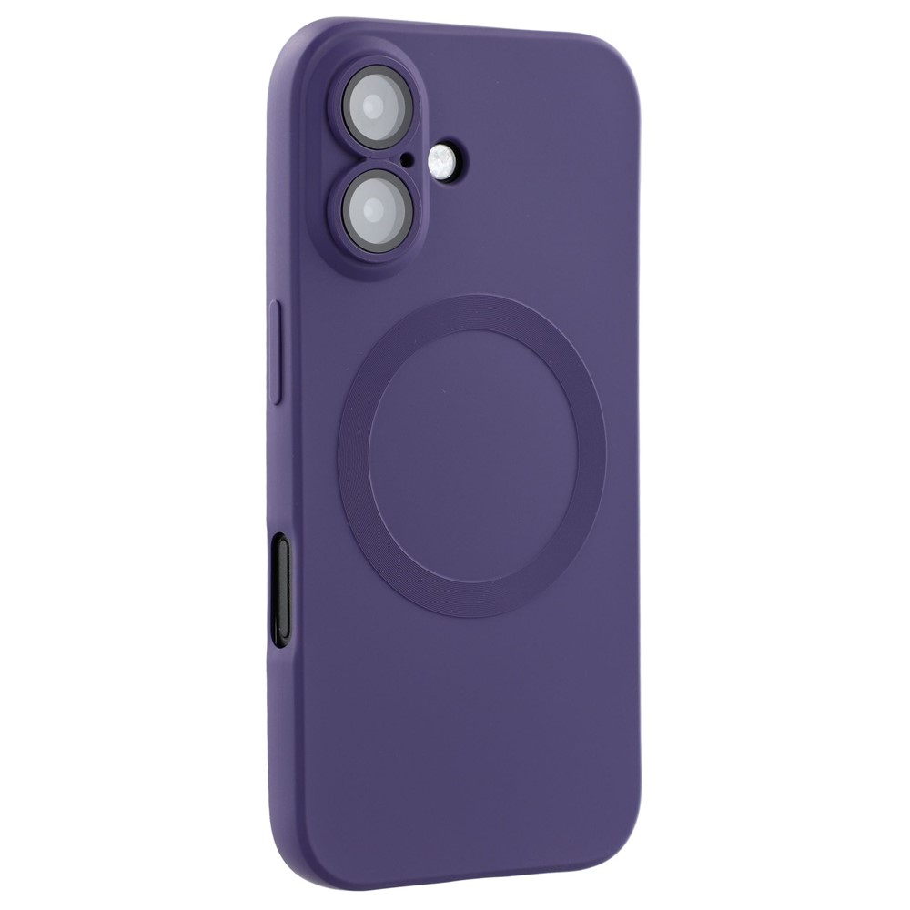 For iPhone 16 Plus Case Compatible with MagSafe Liquid Silicone Phone Cover with Tempered Glass Lens Protector - Dark Purple