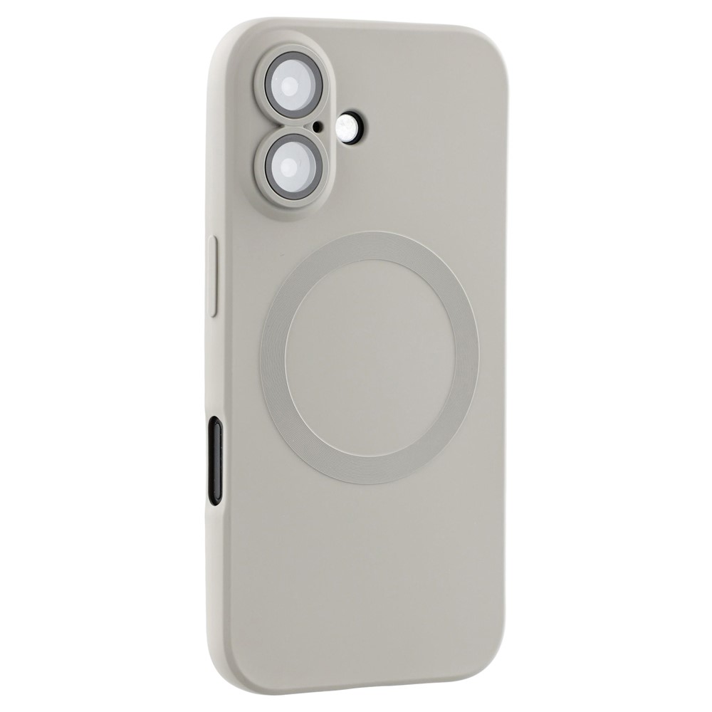 For iPhone 16 Plus Case Compatible with MagSafe Liquid Silicone Phone Cover with Tempered Glass Lens Protector - Grey