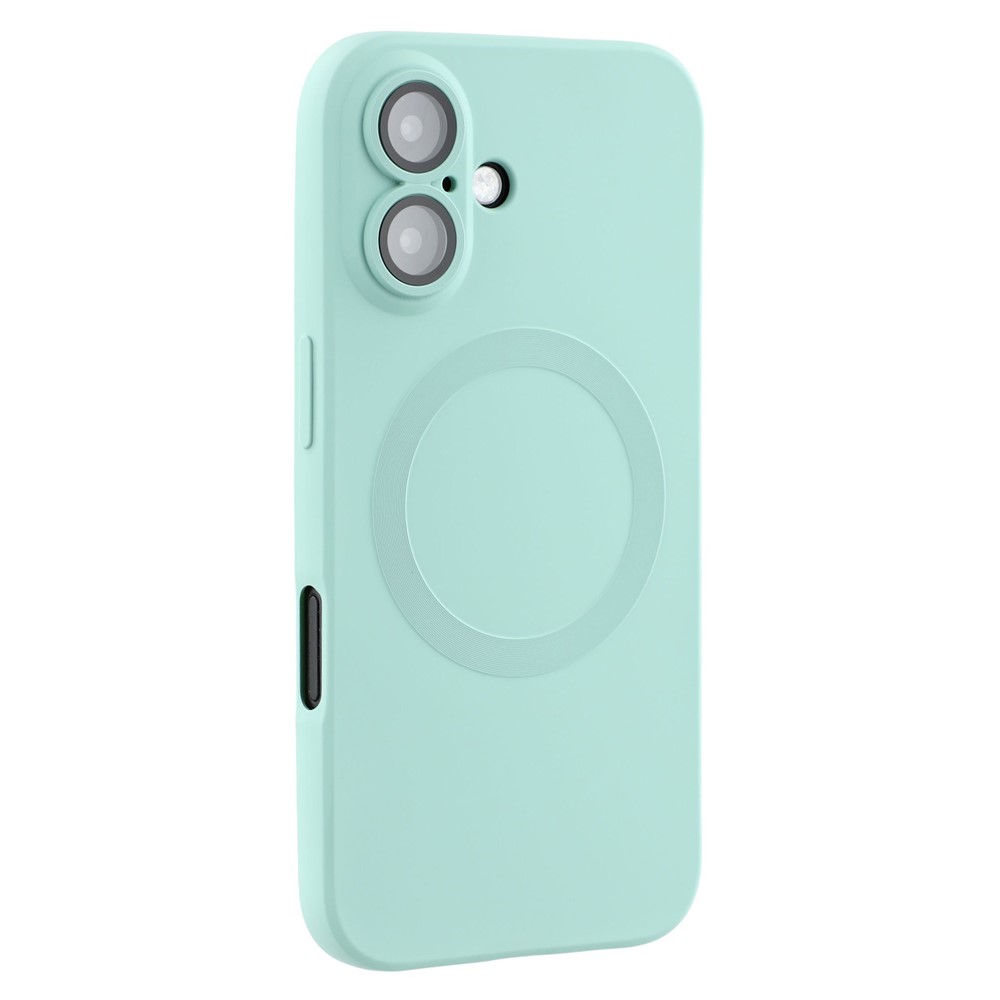 For iPhone 16 Plus Case Compatible with MagSafe Liquid Silicone Phone Cover with Tempered Glass Lens Protector - Mint Green