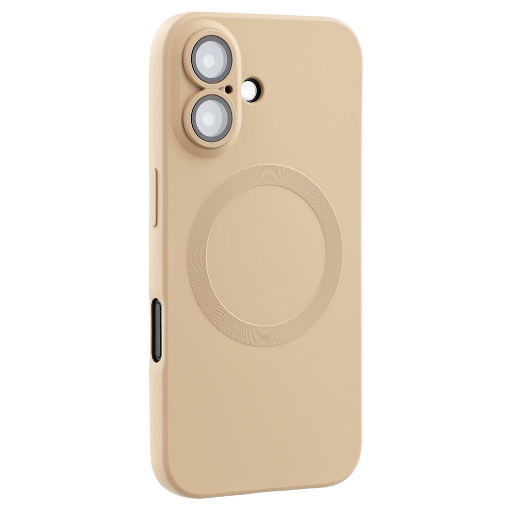 For iPhone 16 Plus Case Compatible with MagSafe Liquid Silicone Phone Cover with Tempered Glass Lens Protector - Desert Gold