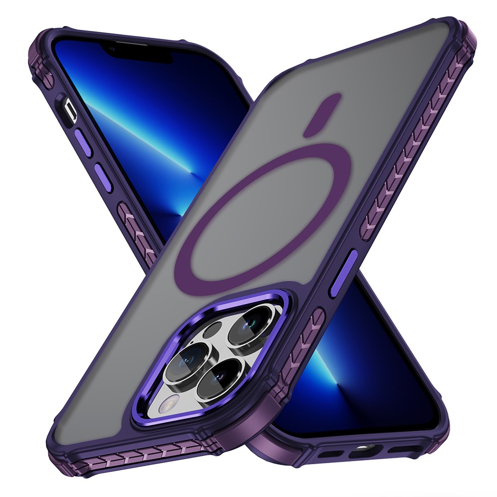For iPhone 13 Pro Case Compatible with MagSafe PC + TPU Skin Feeling Back Cover - Purple