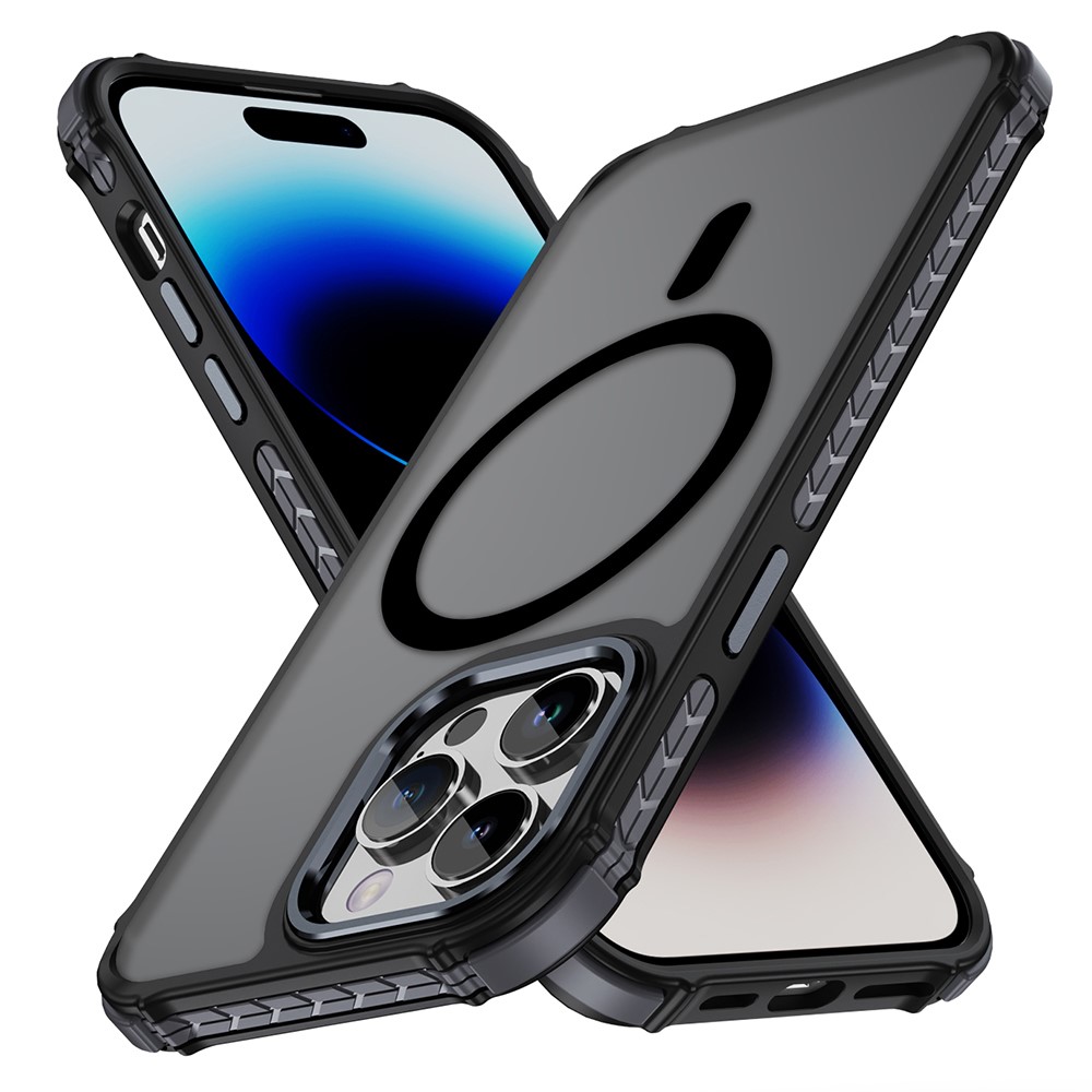 For iPhone 14 Pro Case Compatible with MagSafe PC + TPU Skin Feeling Back Cover - Black