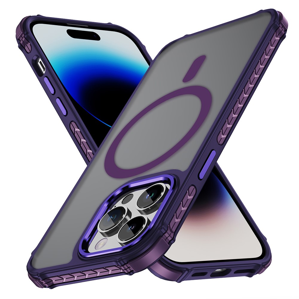 For iPhone 14 Pro Case Compatible with MagSafe PC + TPU Skin Feeling Back Cover - Purple