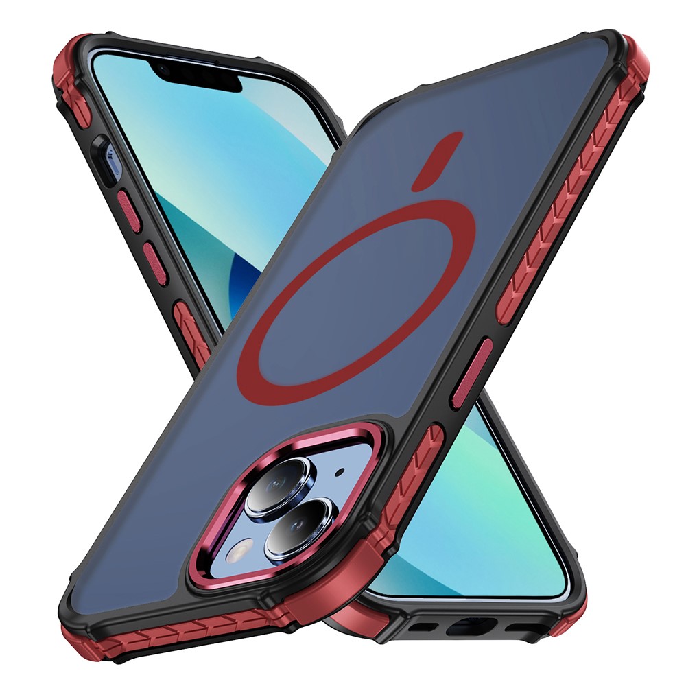 For iPhone 14 / 13 Case Compatible with MagSafe PC + TPU Skin Feeling Back Cover - Red