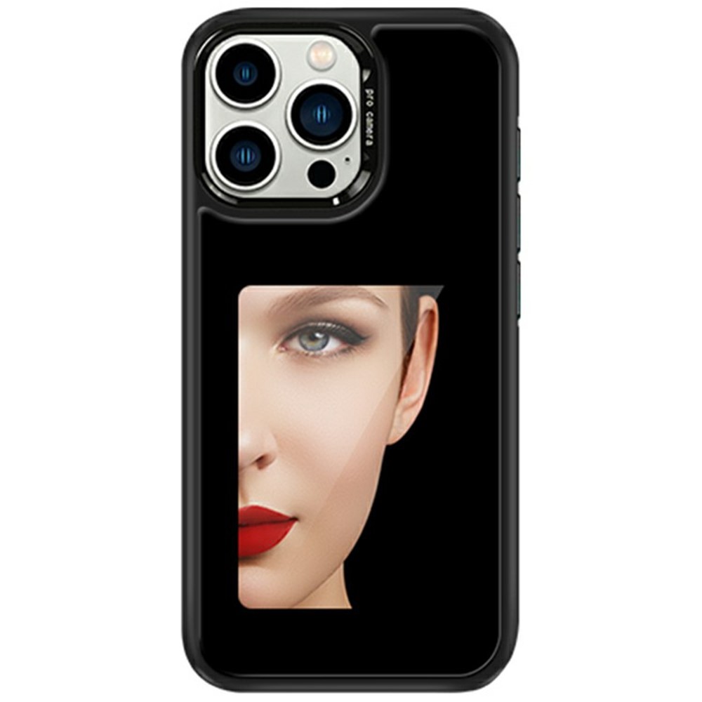 For iPhone 15 Pro Max E-Ink Case 4 inch HD 4 Colors Phone Cover Supports NFC Transfer DIY Pictures - Black