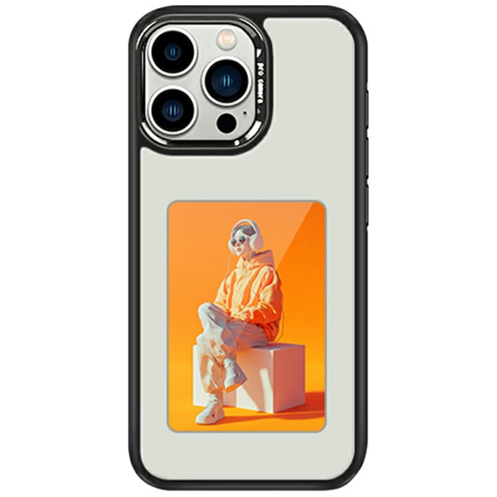 For iPhone 15 Pro Max E-Ink Case 4 inch HD 4 Colors Phone Cover Supports NFC Transfer DIY Pictures - White