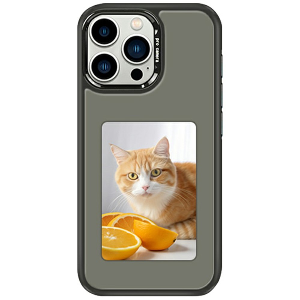 For iPhone 15 Pro Max E-Ink Case 4 inch HD 4 Colors Phone Cover Supports NFC Transfer DIY Pictures - Grey