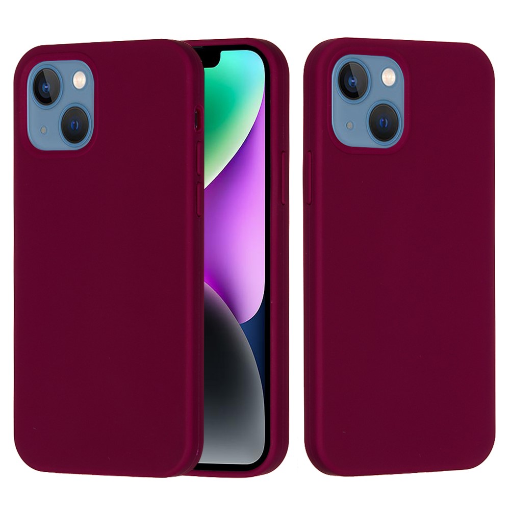 Bulk Purchasing For iPhone 14 Case Liquid Silicone Soft Lining Back Phone Cover - Wine Red