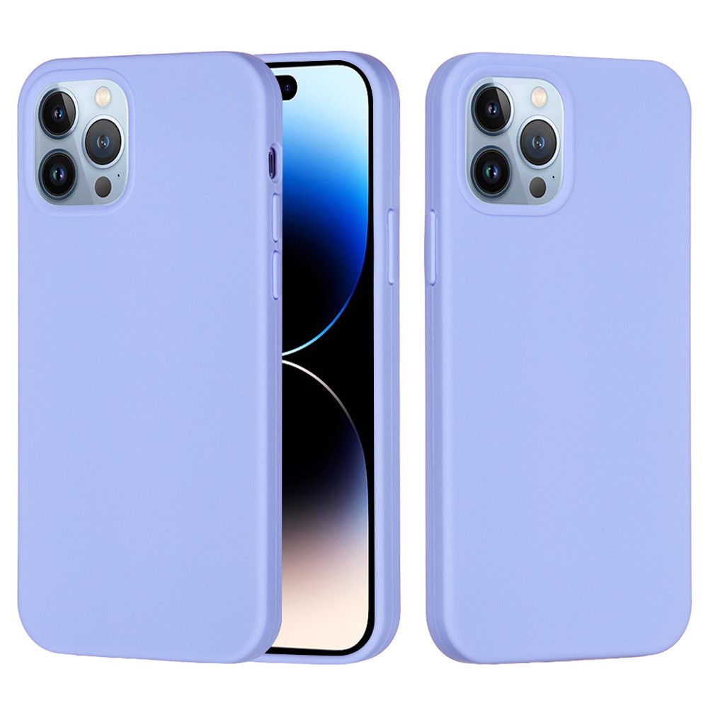 Bulk Purchasing For iPhone 14 Pro Case Liquid Silicone Soft Lining Back Phone Cover - Purple