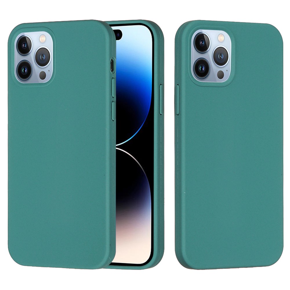 Bulk Purchasing For iPhone 14 Pro Case Liquid Silicone Soft Lining Back Phone Cover - Dark Green