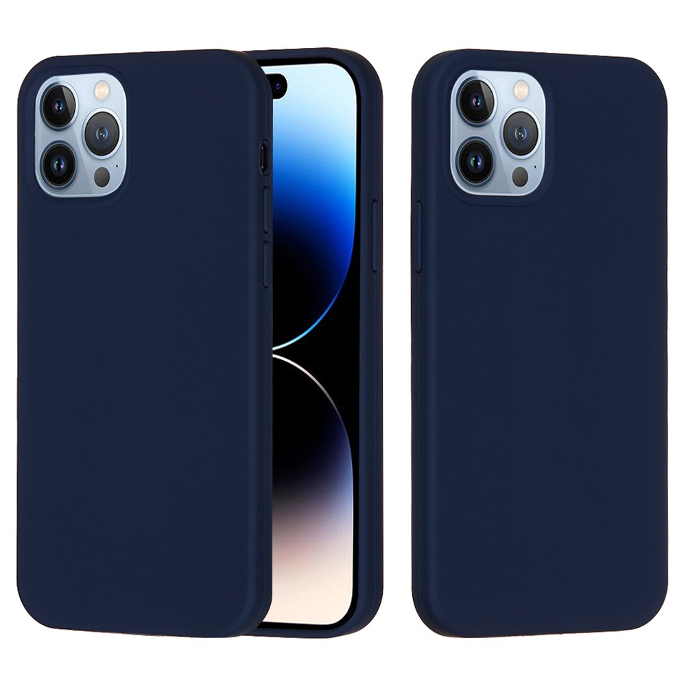 Bulk Purchasing For iPhone 14 Pro Case Liquid Silicone Soft Lining Back Phone Cover - Midnight Blue