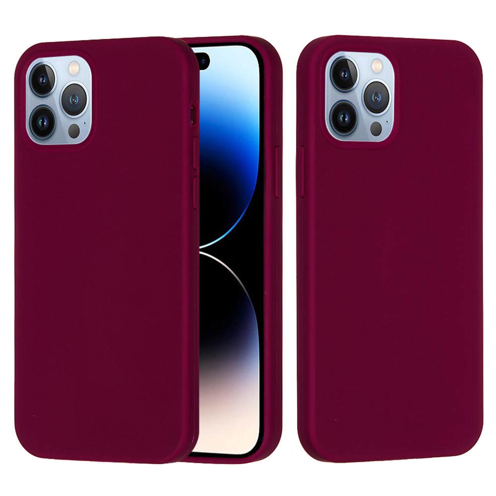Bulk Purchasing For iPhone 14 Pro Case Liquid Silicone Soft Lining Back Phone Cover - Wine Red