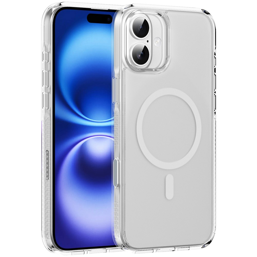 For iPhone 16 Plus Case with Camera Touch Control Button PC + TPU Phone Cover Compatible with MagSafe - Transparent
