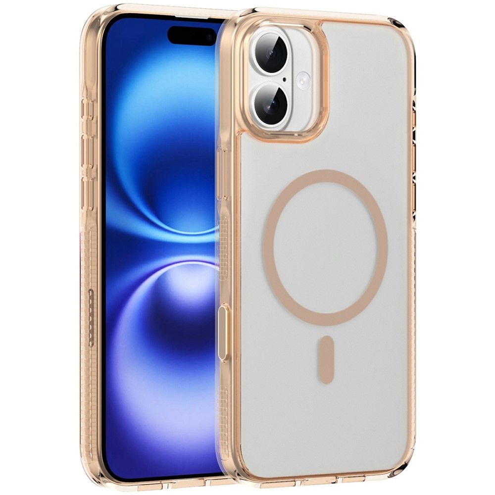 For iPhone 16 Plus Case with Camera Touch Control Button PC + TPU Phone Cover Compatible with MagSafe - Transparent Gold