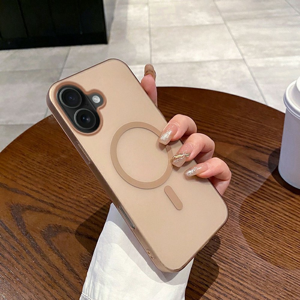 For iPhone 16 Plus Magnetic Case Compatible with MagSafe Frosted PC Phone Cover - Desert Gold