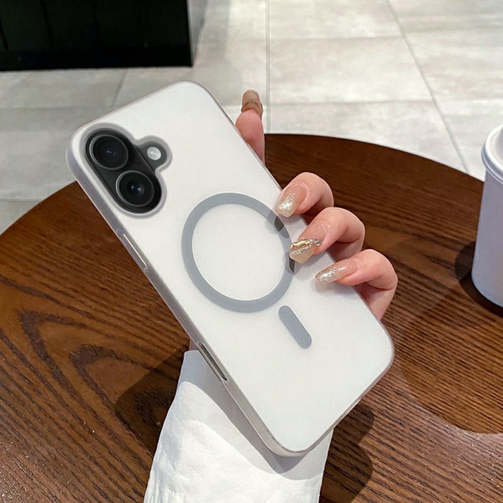 For iPhone 16 Plus Magnetic Case Compatible with MagSafe Frosted PC Phone Cover - Titanium Grey