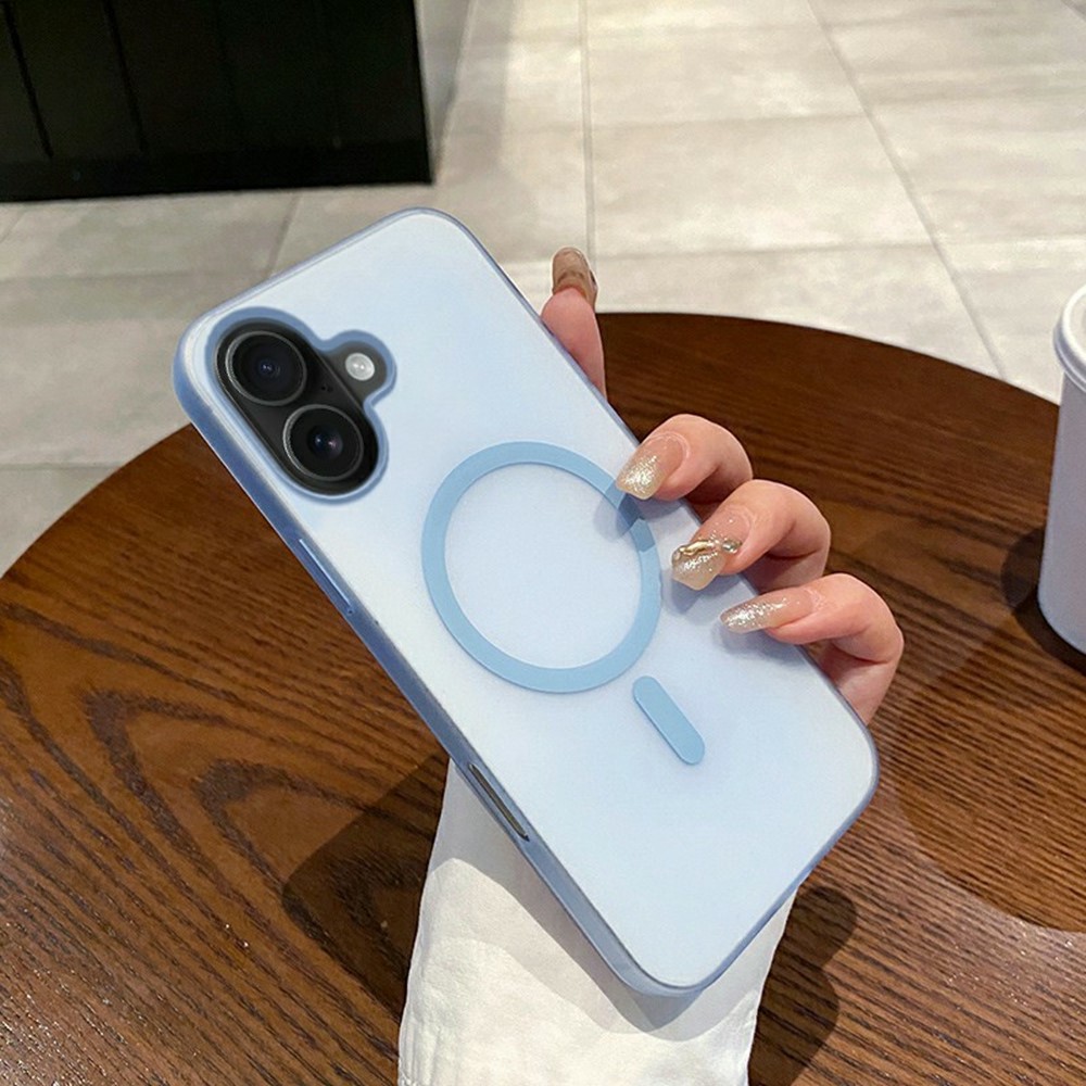 For iPhone 16 Plus Magnetic Case Compatible with MagSafe Frosted PC Phone Cover - Blue