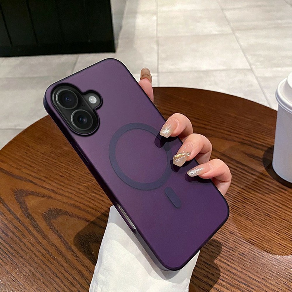 For iPhone 16 Plus Magnetic Case Compatible with MagSafe Frosted PC Phone Cover - Transparent Purple