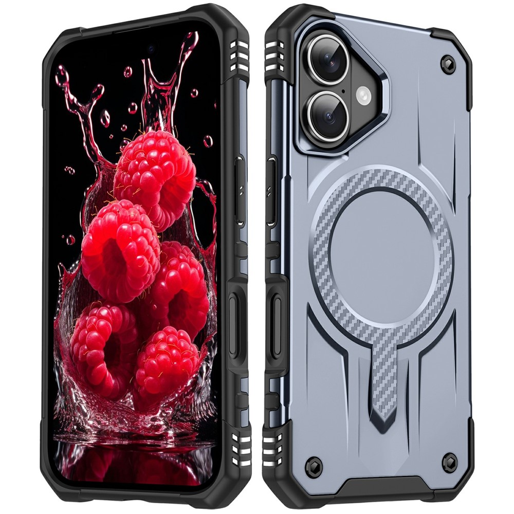 For iPhone 16 Plus Case Compatible with MagSafe Four Corner Airbags PC + TPU Phone Cover - Grey