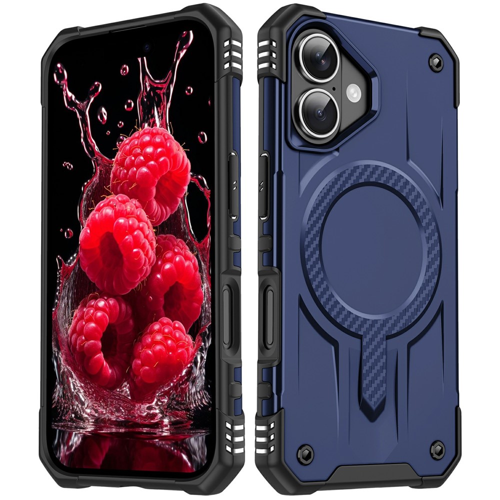 For iPhone 16 Plus Case Compatible with MagSafe Four Corner Airbags PC + TPU Phone Cover - Blue