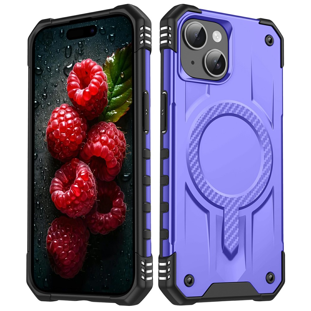For iPhone 14 Case Compatible with MagSafe Four Corner Airbags PC + TPU Phone Cover - Purple
