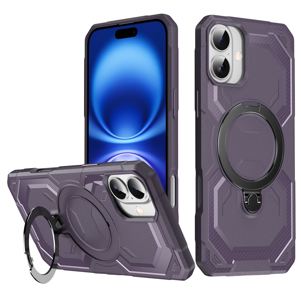 For iPhone 16 Plus Case Compatible with MagSafe Kickstand TPU + PC Phone Cover - Dark Purple
