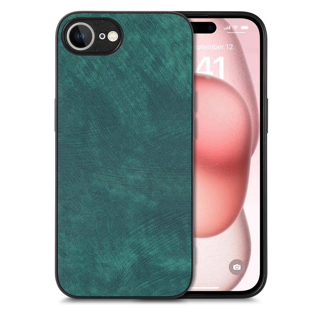 For iPhone 16e Case Shockproof Slim Retro Leather Phone Back Cover - Green