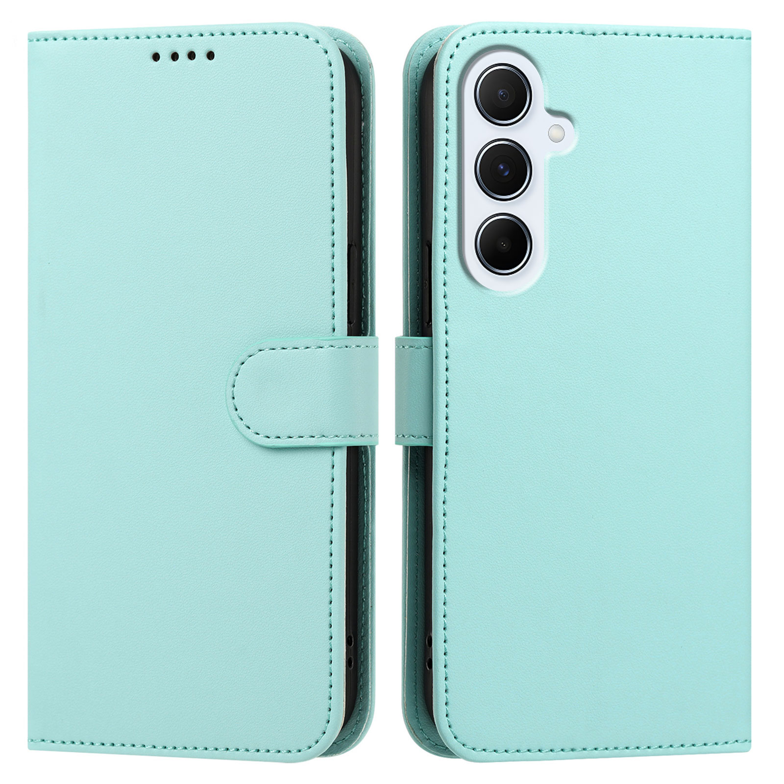 For Samsung Galaxy A16 4G / Galaxy A16 5G Leather Case Wallet Stand Solid Color Anti Drop Phone Cover - Light Green