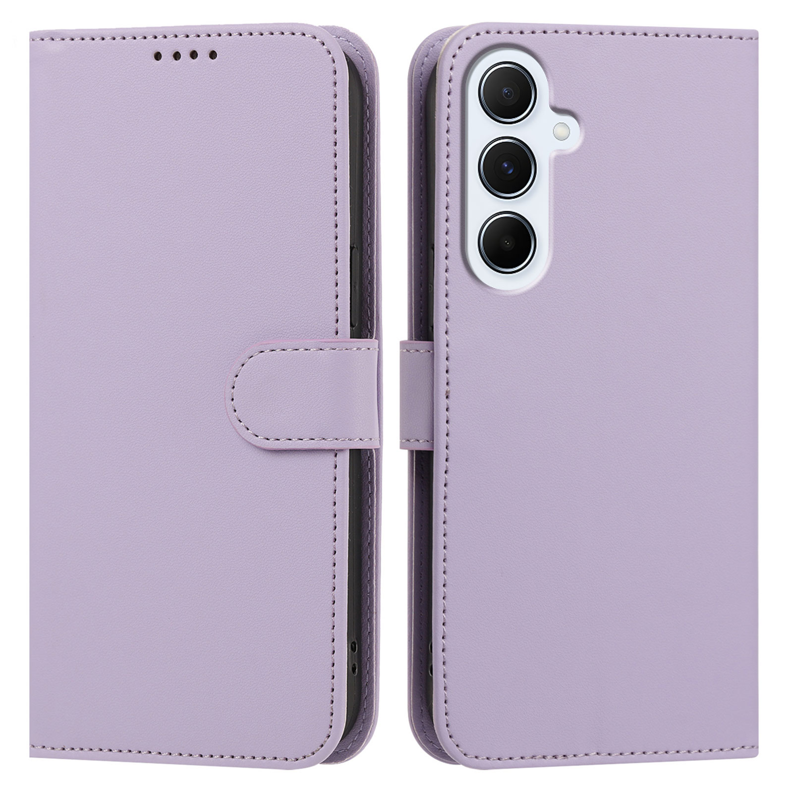 For Samsung Galaxy A16 4G / Galaxy A16 5G Leather Case Wallet Stand Solid Color Anti Drop Phone Cover - Light Purple