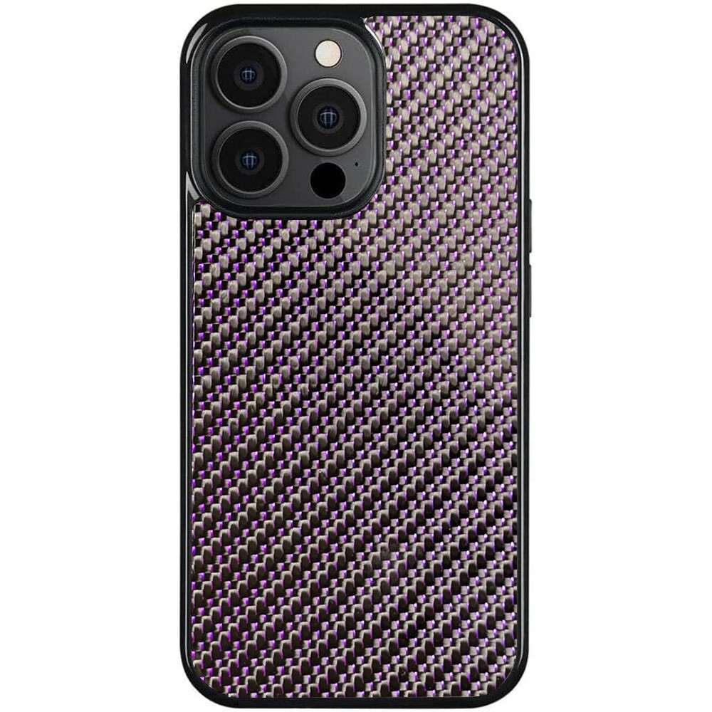 For iPhone 15 Pro Max Case Twill Texture Aramid Fiber + TPU Shockproof Phone Cover - Purple