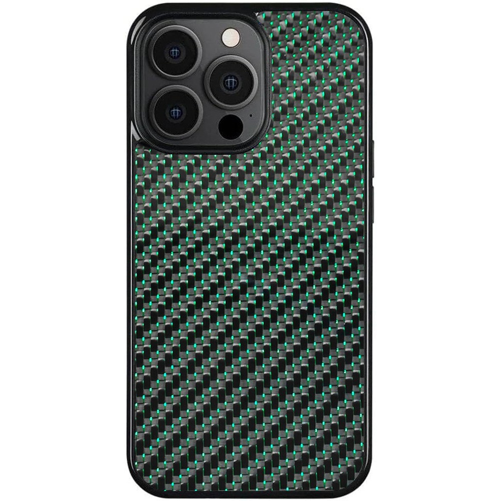 For iPhone 15 Pro Case Compatible with MagSafe Twill Texture Aramid Fiber TPU Shockproof Phone Cover - Green