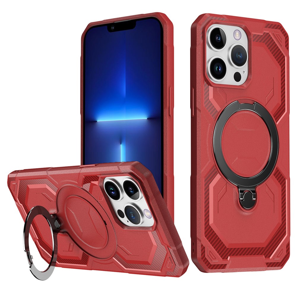 For iPhone 13 Pro Case Compatible with MagSafe Kickstand TPU + PC Phone Cover - Red