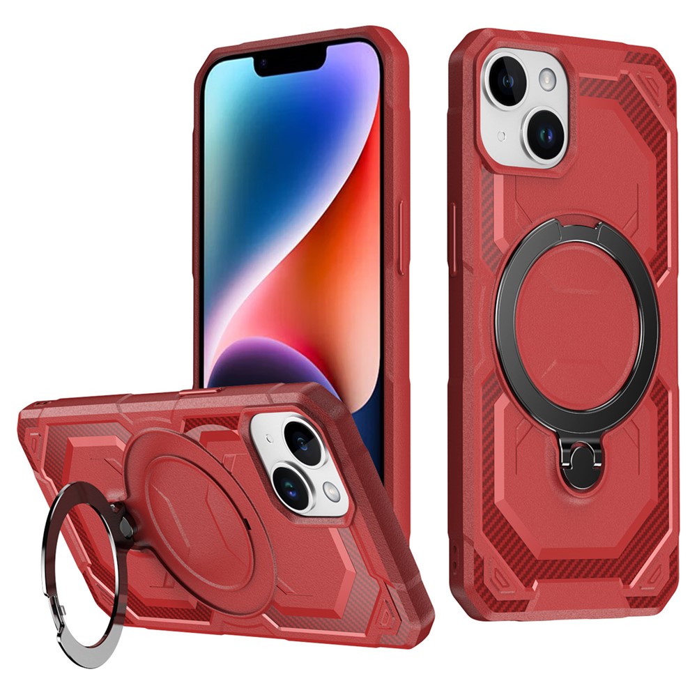 For iPhone 14 / 13 Case Compatible with MagSafe Kickstand TPU + PC Phone Cover - Red