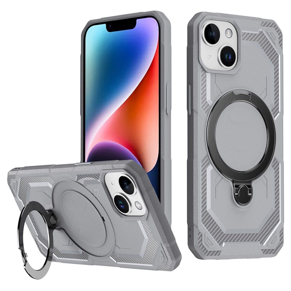 For iPhone 14 / 13 Case Compatible with MagSafe Kickstand TPU + PC Phone Cover - Grey