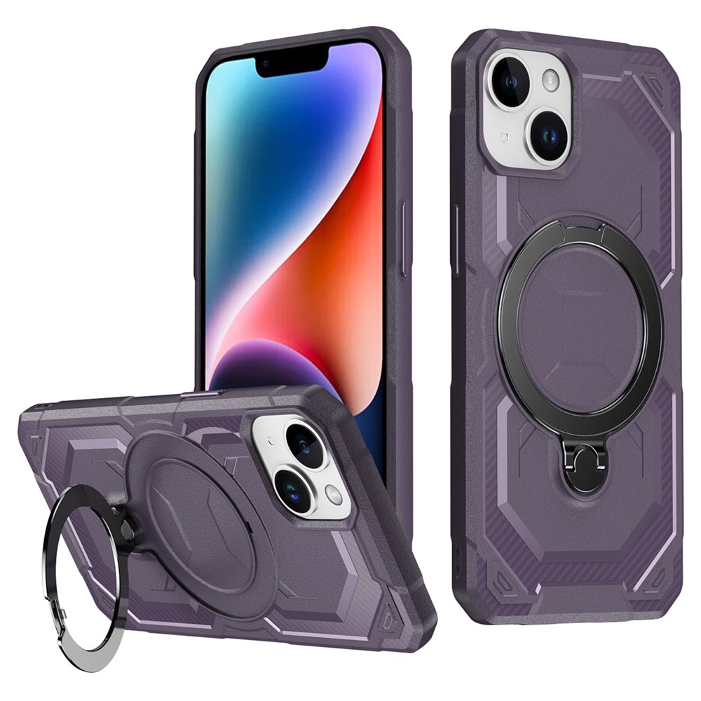 For iPhone 14 / 13 Case Compatible with MagSafe Kickstand TPU + PC Phone Cover - Dark Purple