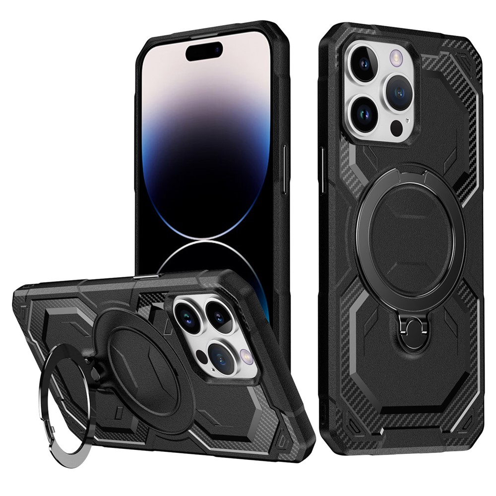 For iPhone 14 Pro Case Compatible with MagSafe Kickstand TPU + PC Phone Cover - Black