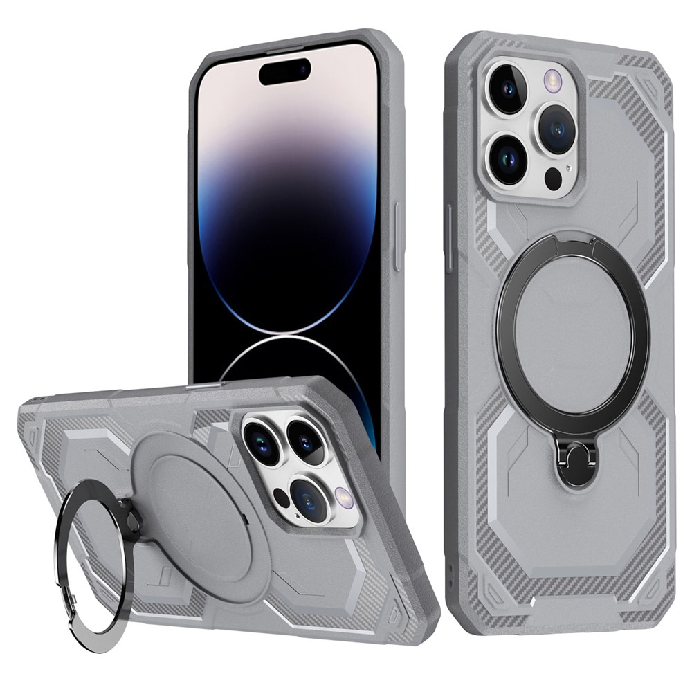 For iPhone 15 Pro Case Compatible with MagSafe Kickstand TPU + PC Phone Cover - Grey