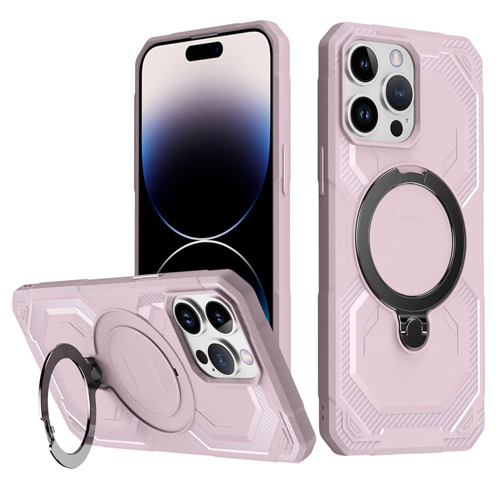 For iPhone 15 Pro Case Compatible with MagSafe Kickstand TPU + PC Phone Cover - Pink