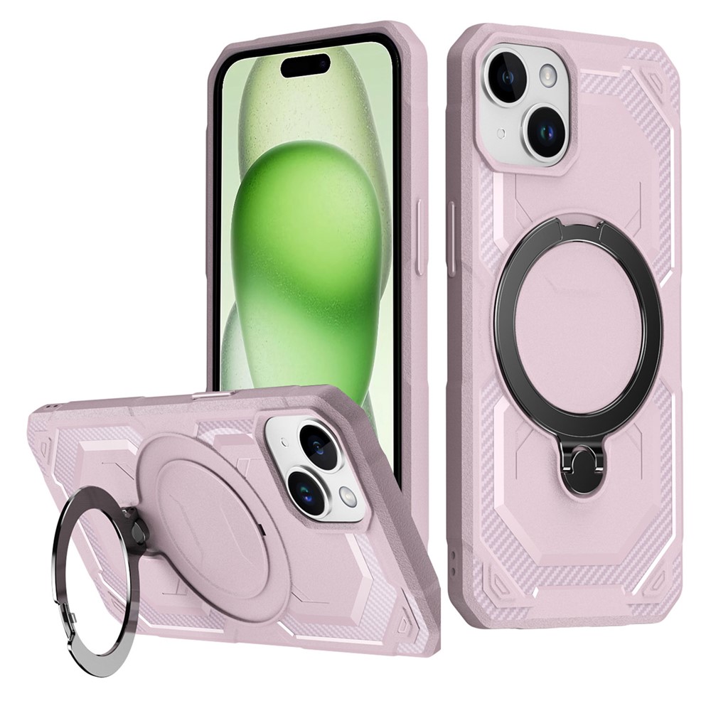 For iPhone 15 Case Compatible with MagSafe Kickstand TPU + PC Phone Cover - Pink