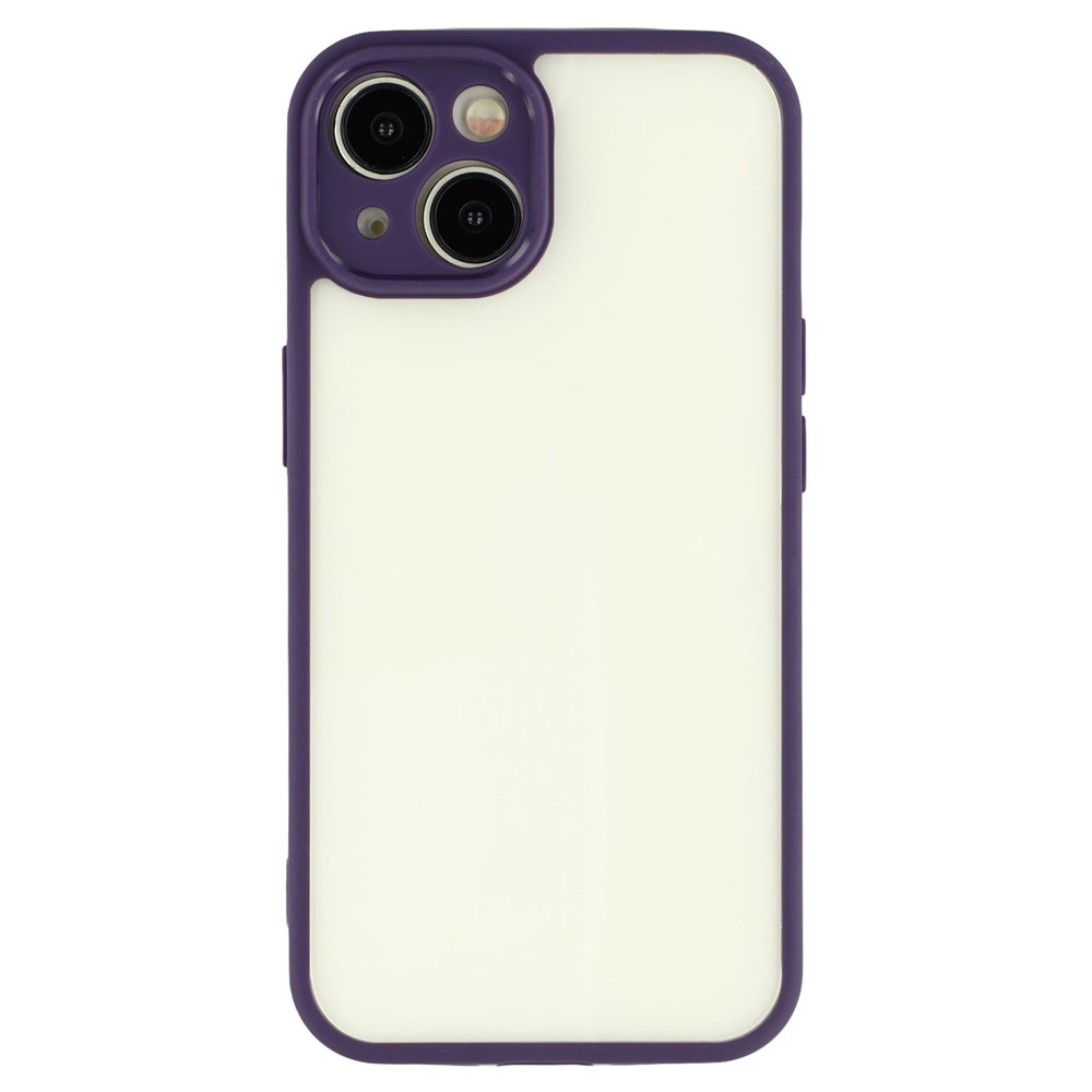 For iPhone 14 Phone Case TPU + Acrylic Clear Back Cover - Purple