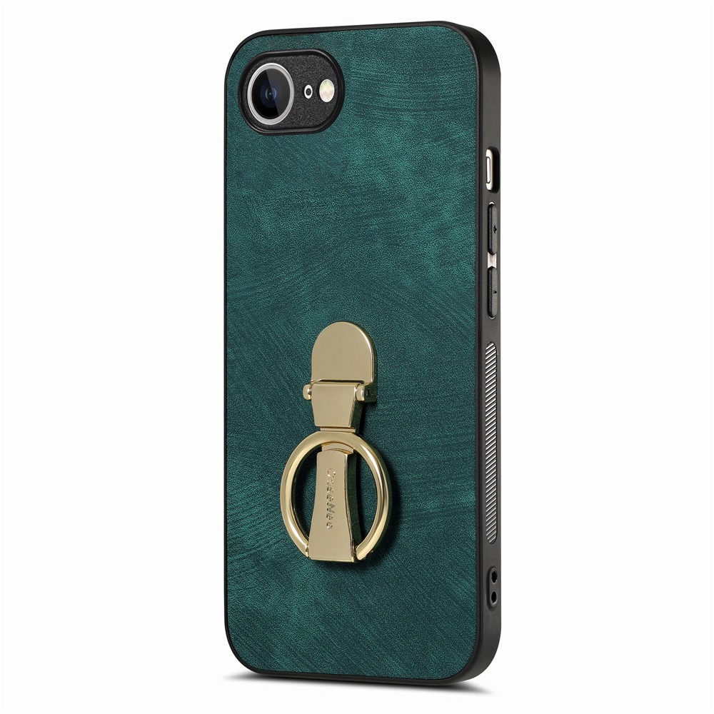 CASENEO D22 For iPhone 16e Case Folding Kickstand Retro Leather Back Phone Cover - Green