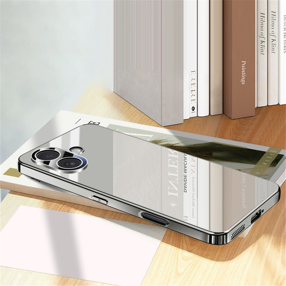 For iPhone 16 Plus Case Electroplating PC Phone Back Cover with Camera Lens Protector - Titanium