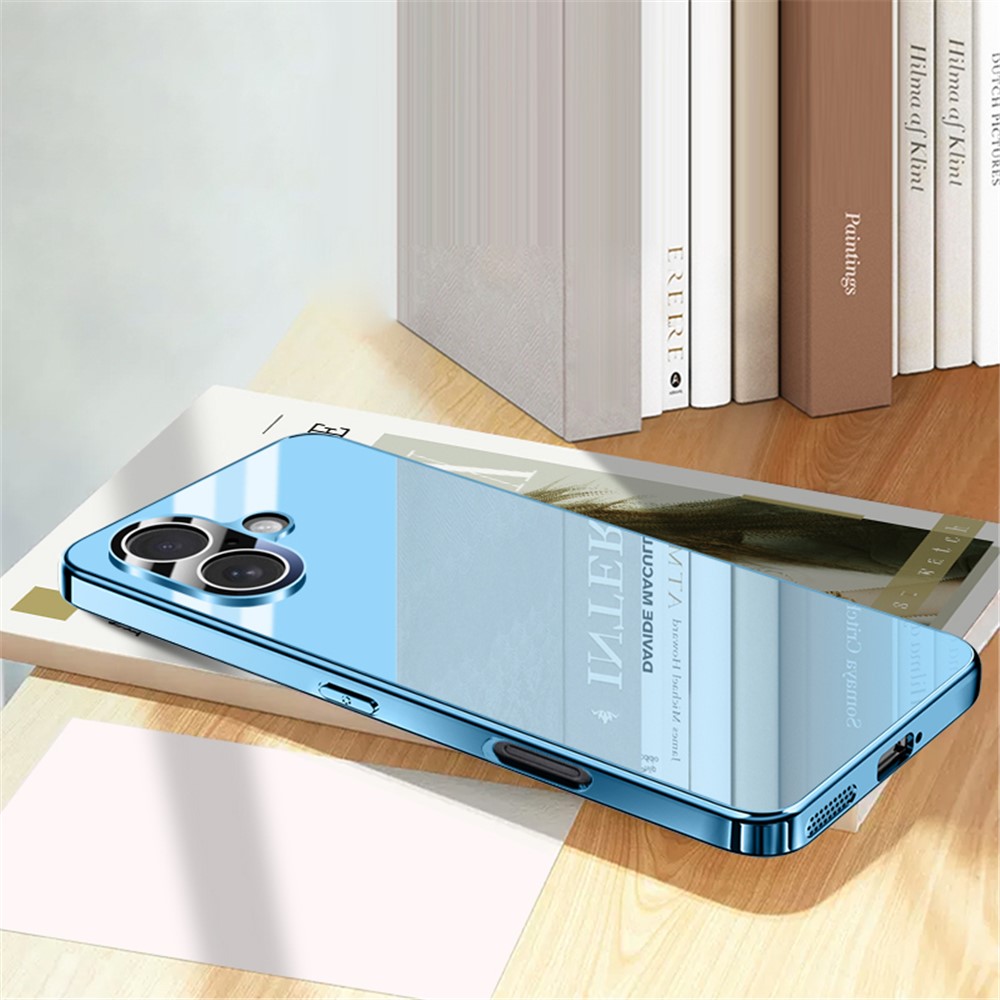 For iPhone 16 Plus Case Electroplating PC Phone Back Cover with Camera Lens Protector - Blue