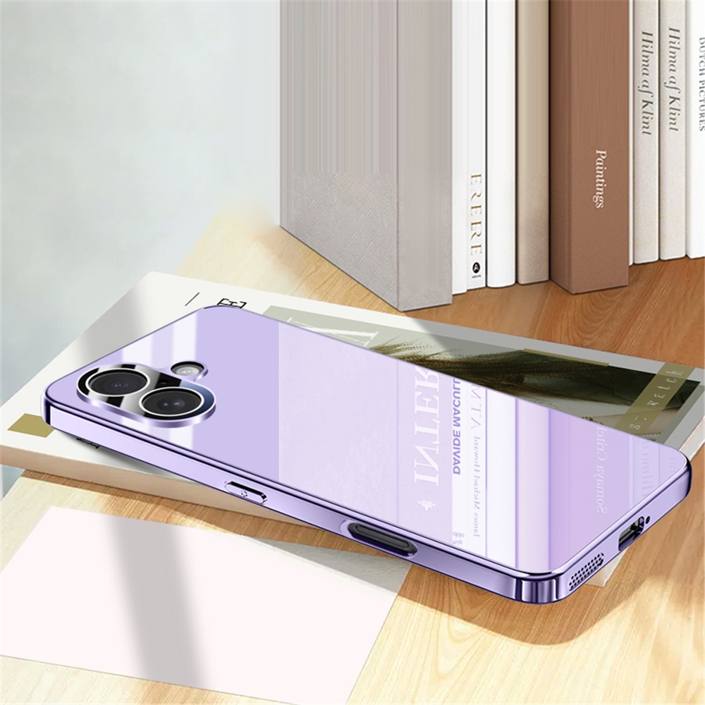 For iPhone 16 Plus Case Electroplating PC Phone Back Cover with Camera Lens Protector - Purple