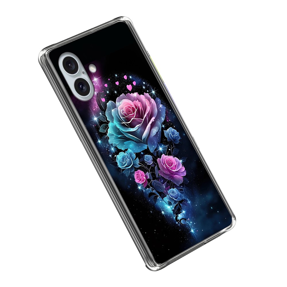 For iPhone 16 Plus Case IMD Pattern Printed Shockproof TPU Phone Cover - Dream Rose