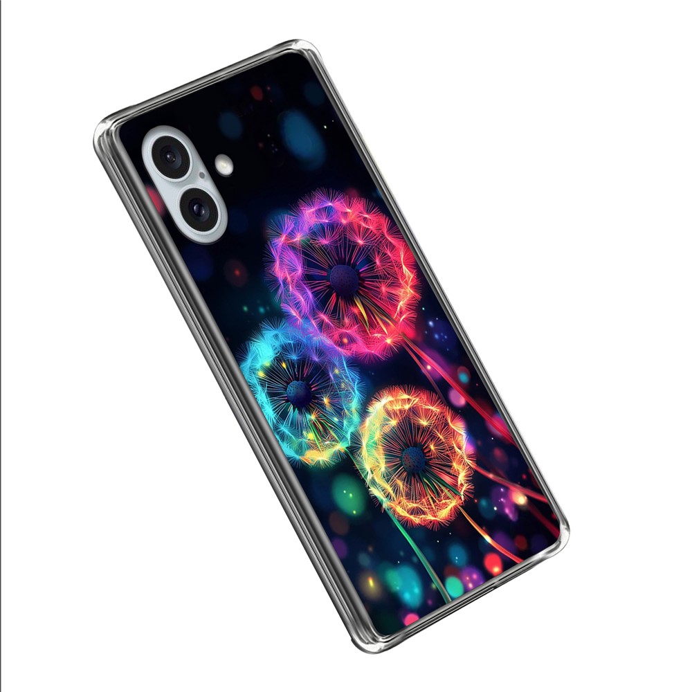 For iPhone 16 Plus Case IMD Pattern Printed Shockproof TPU Phone Cover - Colorful Dandelion