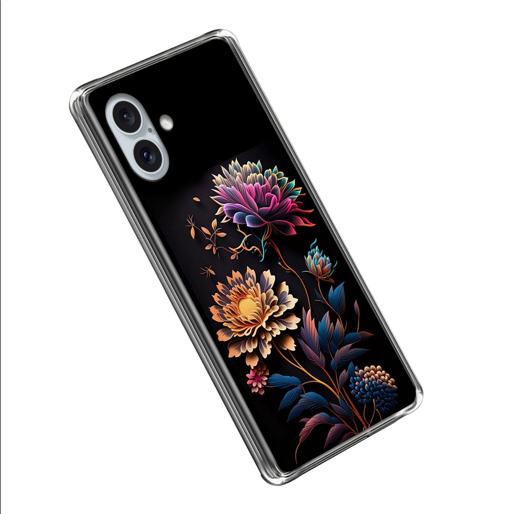 For iPhone 16 Plus Case IMD Pattern Printed Shockproof TPU Phone Cover - Flower